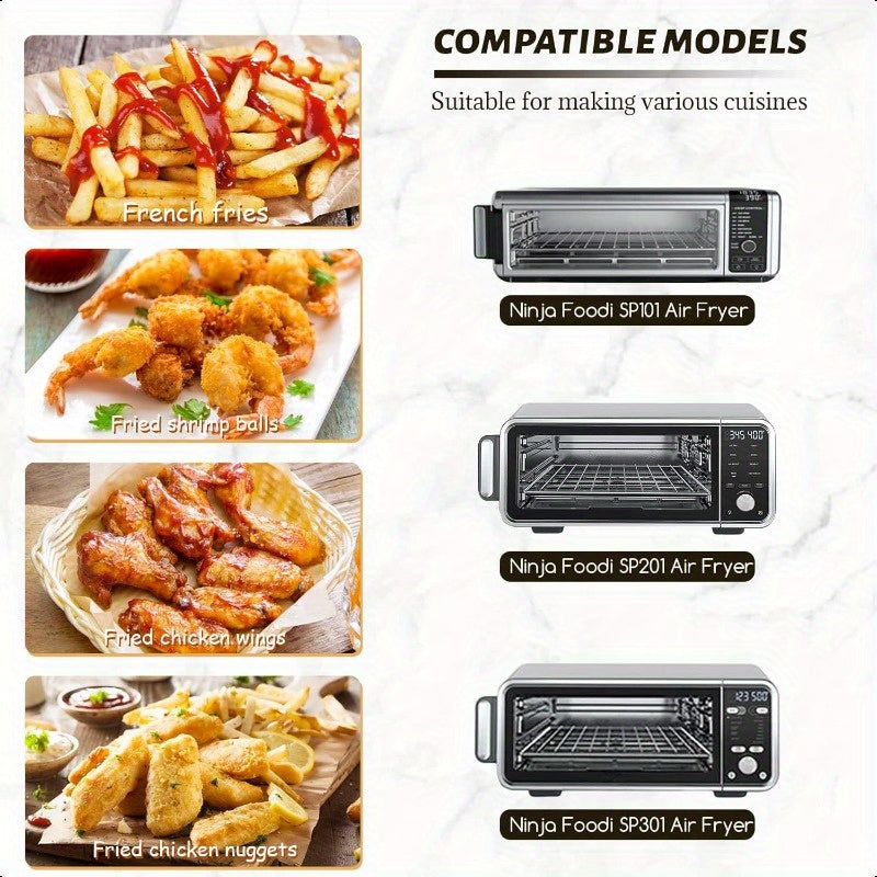 100 Sheets 12 Inch Air Fryer Parchment Paper Squares - Unbleached Pre-Cut Non-Stick Disposable Baking Liners with Rounded Edges, Food Grade & Heat-Resistant (428°F) for Ninja Foodi Flip/SP101/SP201/SP301/SP351, Toaster Oven, Microwave, Oven - Compatible