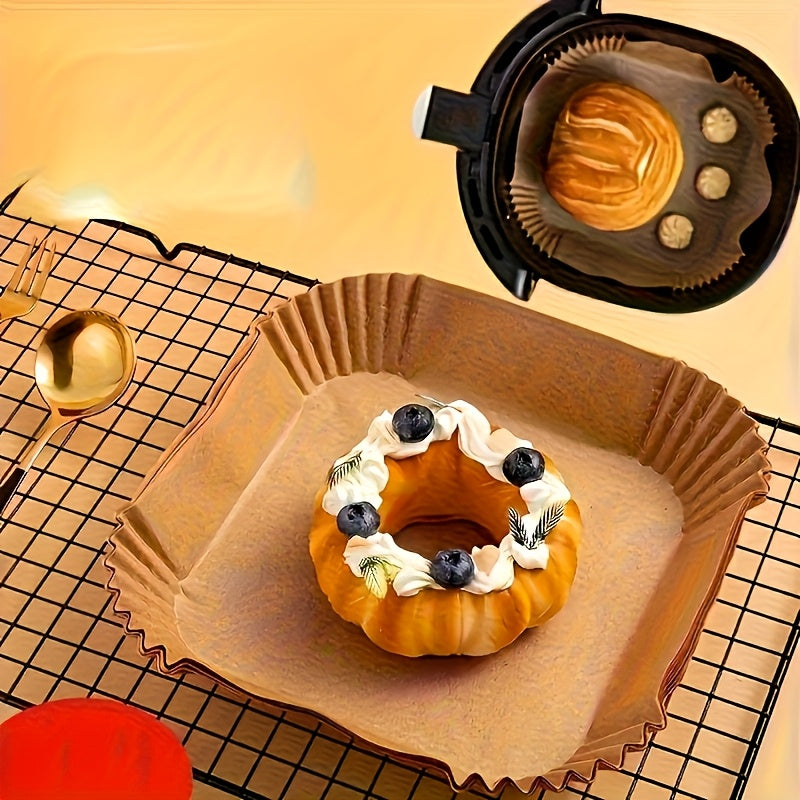 100pcs Air Fryer Liner, Non Stick Paper For Baking, Grilling, And Microwave Ovens - Easy To Clean, Single-layer Paper For Healthier Cooking - Baking Oil Paper