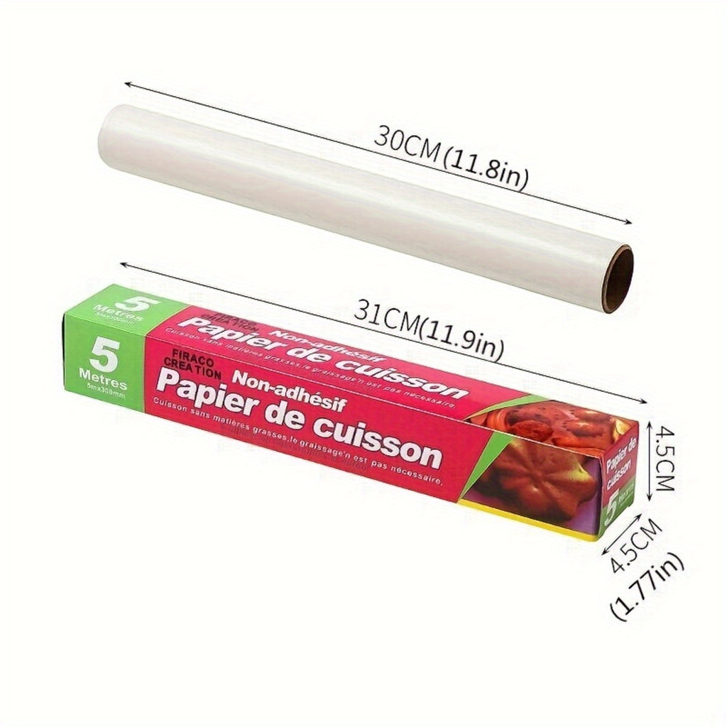 1 Roll Extra Long Non-Stick Baking Paper - Heavy Duty Disposable Air Fryer Liners, Oven, Toaster Oven, Cookie Sheets - Heat-Resistant, Waterproof, Greaseproof - Extra Long 11.8x393.7 Inches - for Pastries, Bread, Pizza, Chicken, Fish - Easy Cleanup
