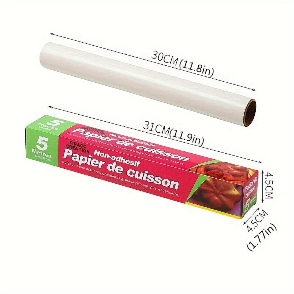 1 Roll Extra Long Non-Stick Baking Paper - Heavy Duty Disposable Air Fryer Liners, Oven, Toaster Oven, Cookie Sheets - Heat-Resistant, Waterproof, Greaseproof - Extra Long 11.8x393.7 Inches - for Pastries, Bread, Pizza, Chicken, Fish - Easy Cleanup