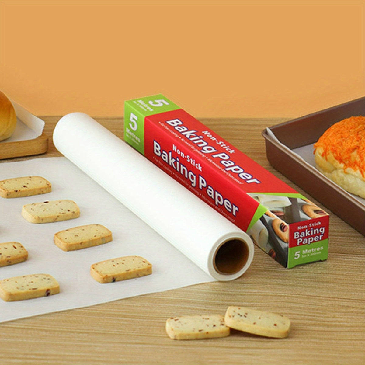 1 Roll Extra Long Non-Stick Baking Paper - Heavy Duty Disposable Air Fryer Liners, Oven, Toaster Oven, Cookie Sheets - Heat-Resistant, Waterproof, Greaseproof - Extra Long 11.8x393.7 Inches - for Pastries, Bread, Pizza, Chicken, Fish - Easy Cleanup