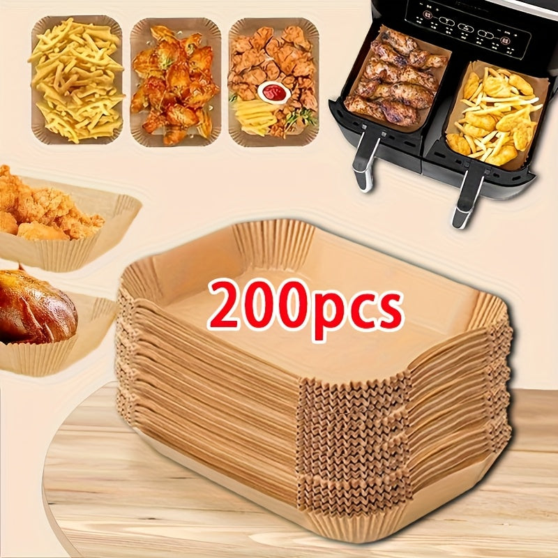 100/200/500pcs Non stick Air Fryer Disposable Paper Mat Rectangular, Non stick Sheepskin Baking Paper, Suitable for Ninja DZ201 DZ401 DZ550 Double Air Fryer, Air Fryer Accessories, Oil and Waterproof Kitchen Accessories, Baking Supplies, Christmas., Best