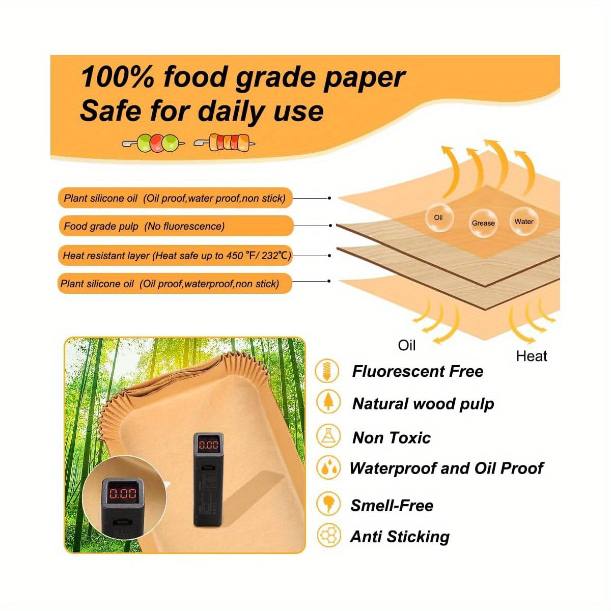 150pcs Ninja DZ071/Instant 9 Qt Dual Zone Air Fryer Liners - Non-Stick Parchment Paper with Grease-Proof Design, Heat Safe to 450°F, Compatible with Ninja Foodi & Instant Pot Air Fryer Oven, Disposable for Easy Cleaning, Baking, Frying, Steaming -
