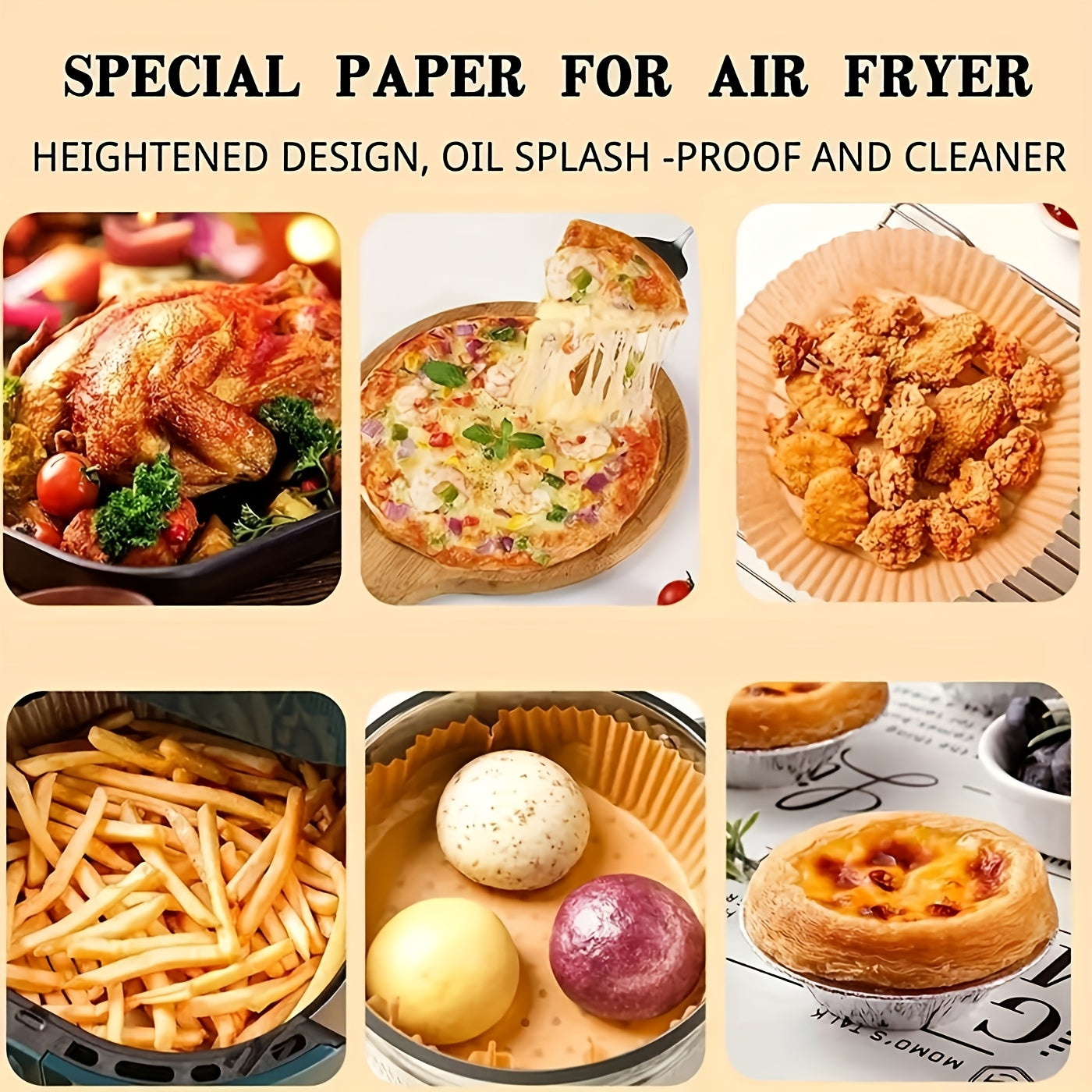 100 Nonstick Air Fryer Liners - 7.9 Inch Round, Disposable, Unbleached, Grease Resistant Baking Paper for 5-8 Quart Baskets - Easy Cleaning And Healthier Cooking Father Gift
