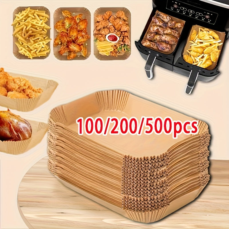 100/200/500pcs Non stick Air Fryer Disposable Paper Mat Rectangular, Non stick Sheepskin Baking Paper, Suitable for Ninja DZ201 DZ401 DZ550 Double Air Fryer, Air Fryer Accessories, Oil and Waterproof Kitchen Accessories, Baking Supplies, Christmas., Best