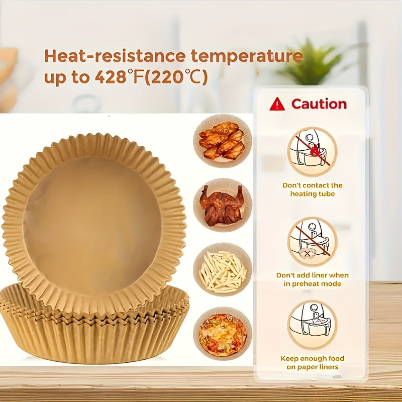 100 Nonstick Air Fryer Liners - 7.9 Inch Round, Disposable, Unbleached, Grease Resistant Baking Paper for 5-8 Quart Baskets - Easy Cleaning And Healthier Cooking Father Gift