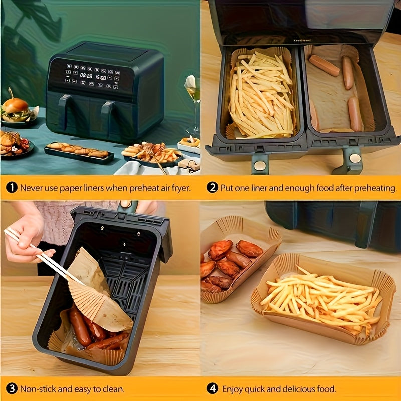 100/200/500pcs Non stick Air Fryer Disposable Paper Mat Rectangular, Non stick Sheepskin Baking Paper, Suitable for Ninja DZ201 DZ401 DZ550 Double Air Fryer, Air Fryer Accessories, Oil and Waterproof Kitchen Accessories, Baking Supplies, Christmas., Best