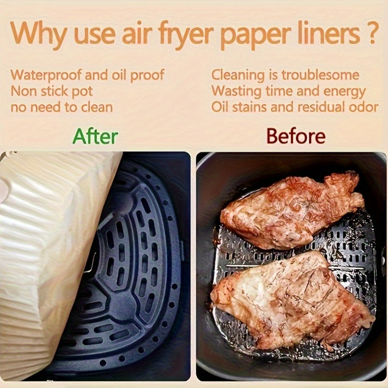 100pcs Non-Stick Disposable Baking Paper - High-Temperature Resistant, Anti-Overflow Design for Air Fryers, Ovens, Microwaves - Ideal for Chicken Wings & Fries, Easy to Clean, Kitchen Essentials, Baking Supplies | Paper Baking Lined | Heatresistant Paper
