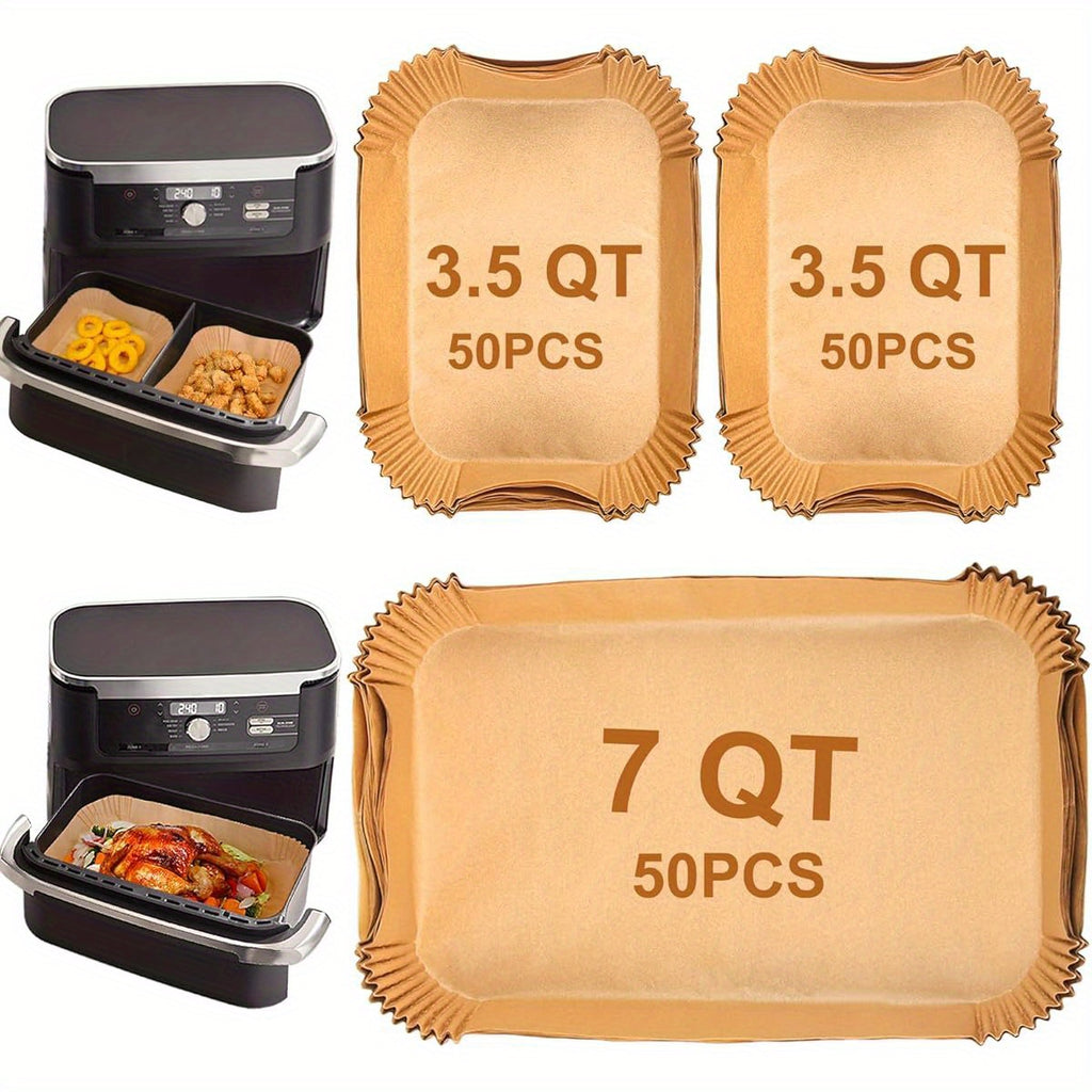 150pcs Ninja DZ071/Instant 9 Qt Dual Zone Air Fryer Liners - Non-Stick Parchment Paper with Grease-Proof Design, Heat Safe to 450°F, Compatible with Ninja Foodi & Instant Pot Air Fryer Oven, Disposable for Easy Cleaning, Baking, Frying, Steaming -