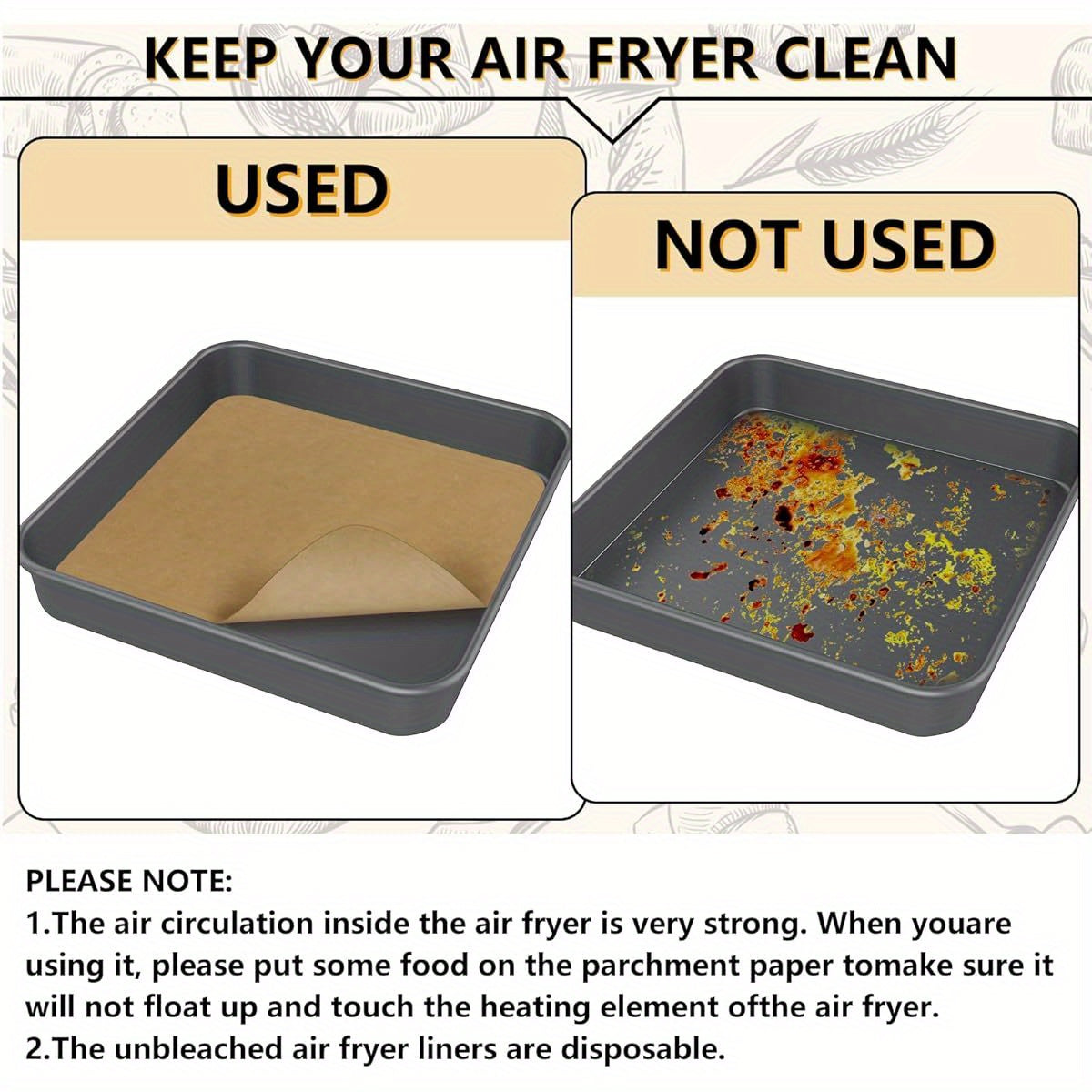 120 Sheets 12-Inch Air Fryer Parchment Paper Squares - Non-Stick BPA-Free & PFOA-Free Disposable Pre-Cut Liners with Rounded Corners, Compatible with Ninja Foodi SP101/SP201/SP301/SP351, Toaster Ovens & Air Fryers - Unbleached Natural Wood Pulp, Safe for