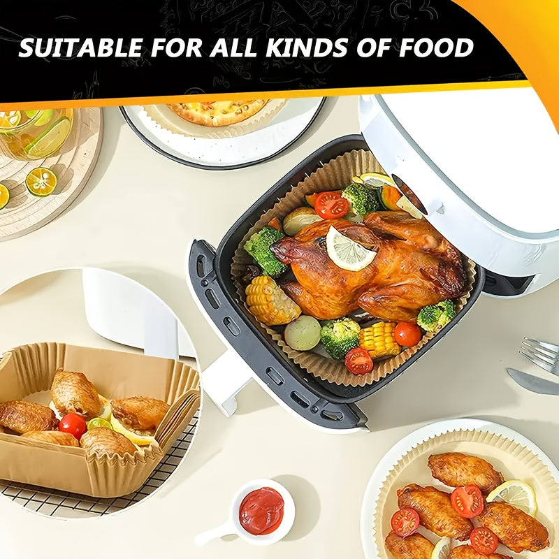 100pcs Air Fryer Liners Disposable - 8 Inch Square Non-Stick Parchment Paper, Oil-Proof & Heat-Resistant (450°F Safe) for 5-12QT Baskets, Microwave & Oven Safe, Precut for Easy Use - Compatible with All Air Fryers, Perfect for Home Baking & Holiday