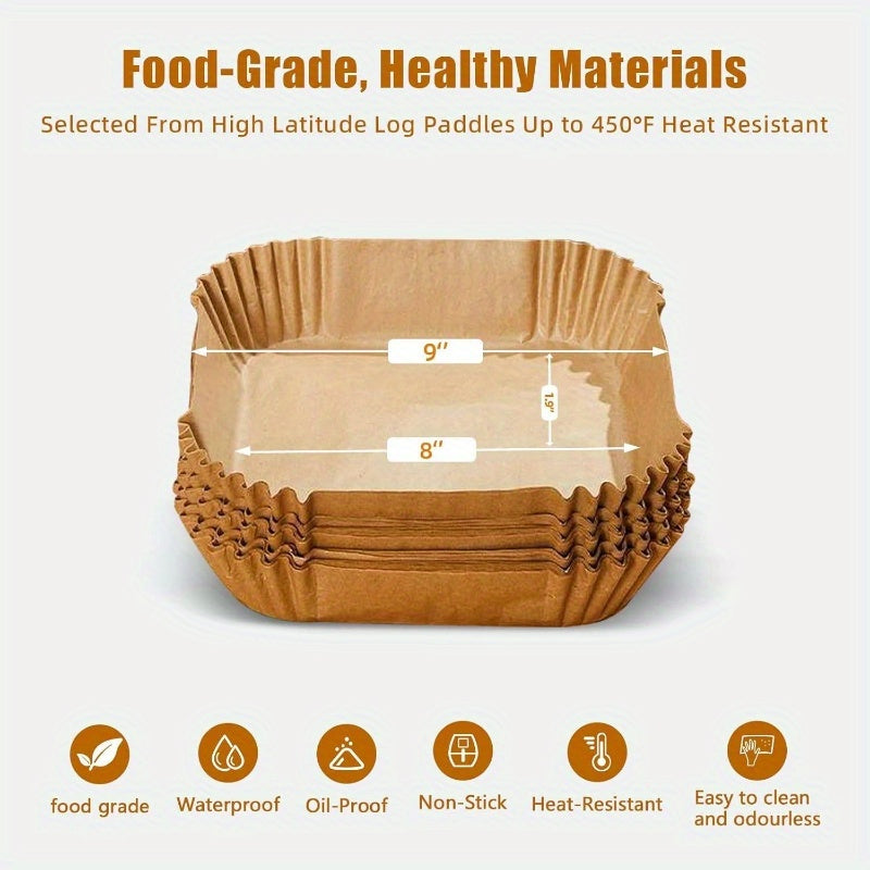 110pcs of Non-Stick, Oil-Resistant Parchment Paper for Air Fryers, 8-Inch Disposable Square Baking Sheets.