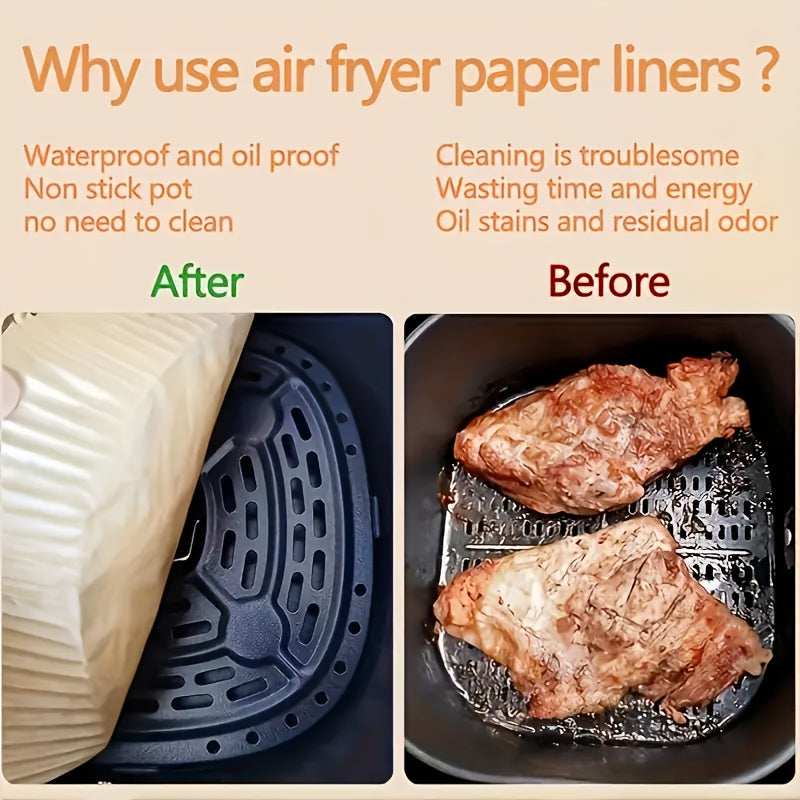 100pcs Air Fryer Liners Disposable - 8 Inch Square Non-Stick Parchment Paper, Oil-Proof & Heat-Resistant (450°F Safe) for 5-12QT Baskets, Microwave & Oven Safe, Precut for Easy Use - Compatible with All Air Fryers, Perfect for Home Baking & Holiday
