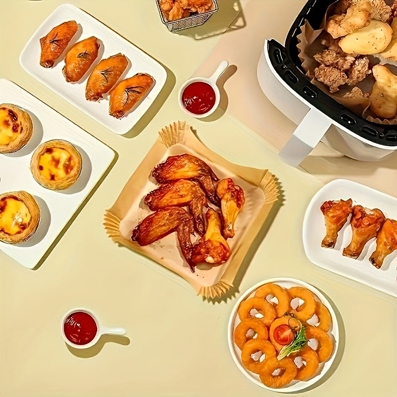 100pcs Air Fryer Liner, Non Stick Paper For Baking, Grilling, And Microwave Ovens - Easy To Clean, Single-layer Paper For Healthier Cooking - Baking Oil Paper