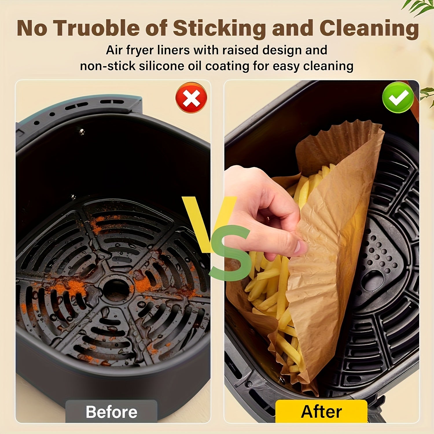 125pcs/100pcs Of Air Fryer Paper, Disposable Air Fryer Mat, Non Stick Disposable Air Fryer Mat, 8-inch Unbleached Baking Paper, Suitable For 5-8QT Air Fryer, Microwave Baking