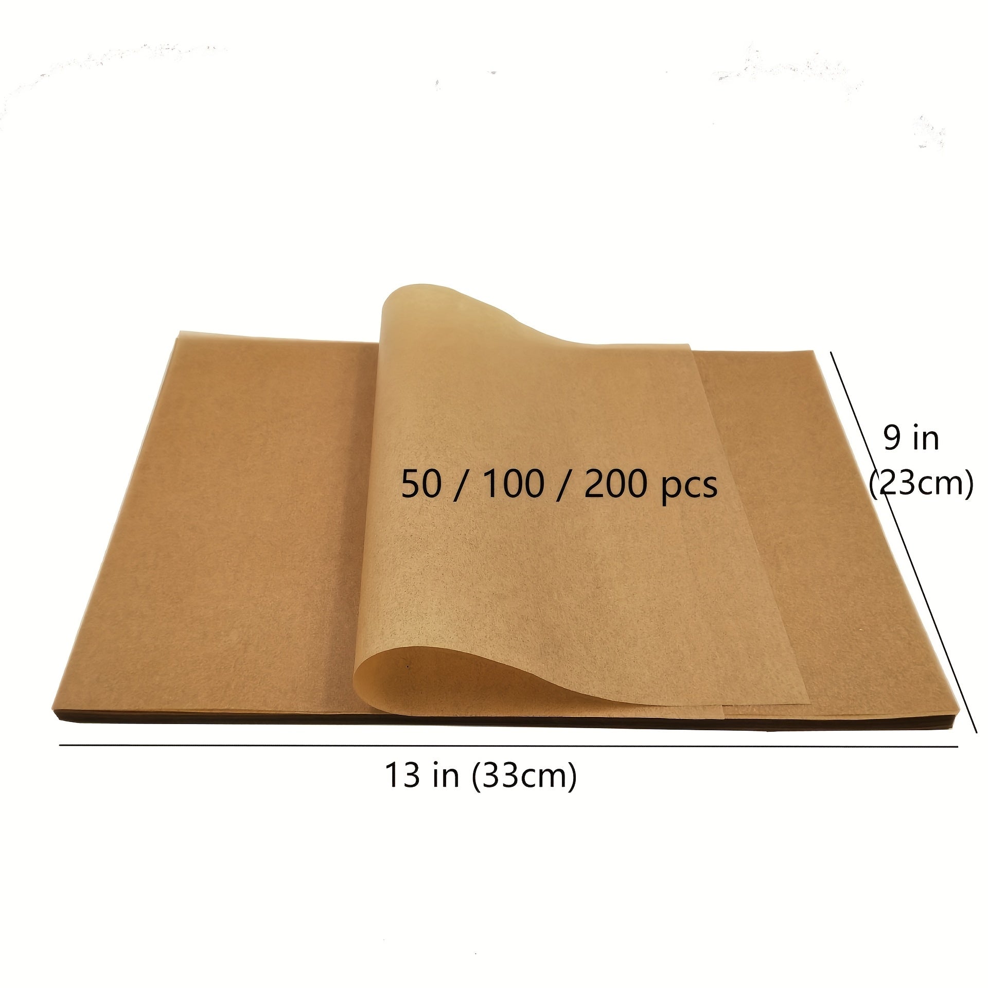 MOREDOR 100 Pre Cut Non Stick Unbleached Baking Paper 9x13 Inches - Reusable Baking Paper Suitable for Ovens, Barbecues, Air Fryers, And Steaming | Natural Brown for Most Cookies And Plates | Heat-resistant Paper