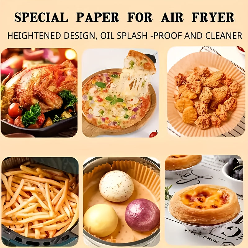 100pcs Air Fryer Liners Disposable - 8 Inch Square Non-Stick Parchment Paper, Oil-Proof & Heat-Resistant (450°F Safe) for 5-12QT Baskets, Microwave & Oven Safe, Precut for Easy Use - Compatible with All Air Fryers, Perfect for Home Baking & Holiday