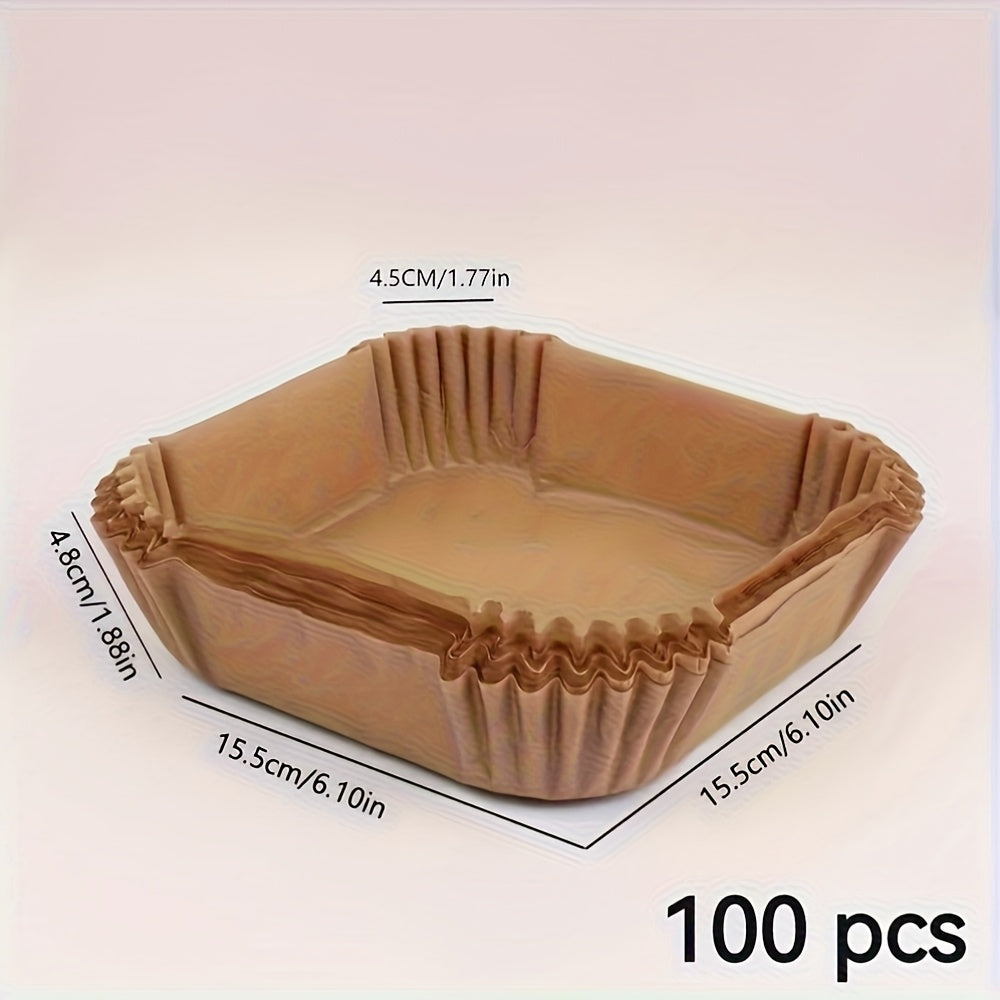 100pcs Air Fryer Liner, Non Stick Paper For Baking, Grilling, And Microwave Ovens - Easy To Clean, Single-layer Paper For Healthier Cooking - Baking Oil Paper