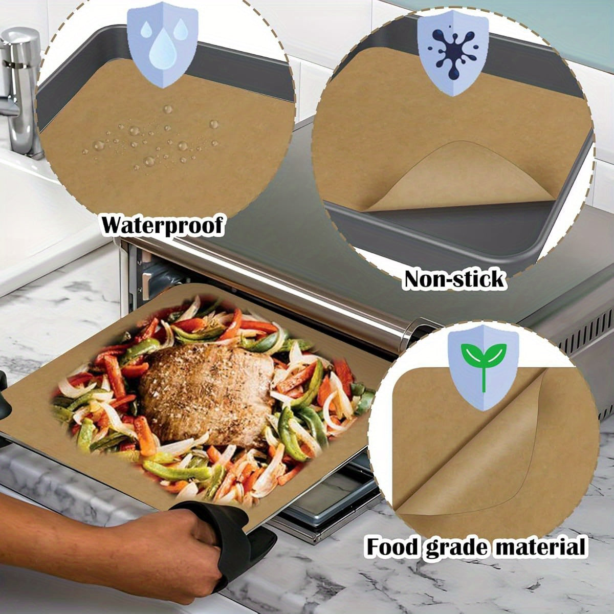 120 Sheets 12-Inch Air Fryer Parchment Paper Squares - Non-Stick BPA-Free & PFOA-Free Disposable Pre-Cut Liners with Rounded Corners, Compatible with Ninja Foodi SP101/SP201/SP301/SP351, Toaster Ovens & Air Fryers - Unbleached Natural Wood Pulp, Safe for