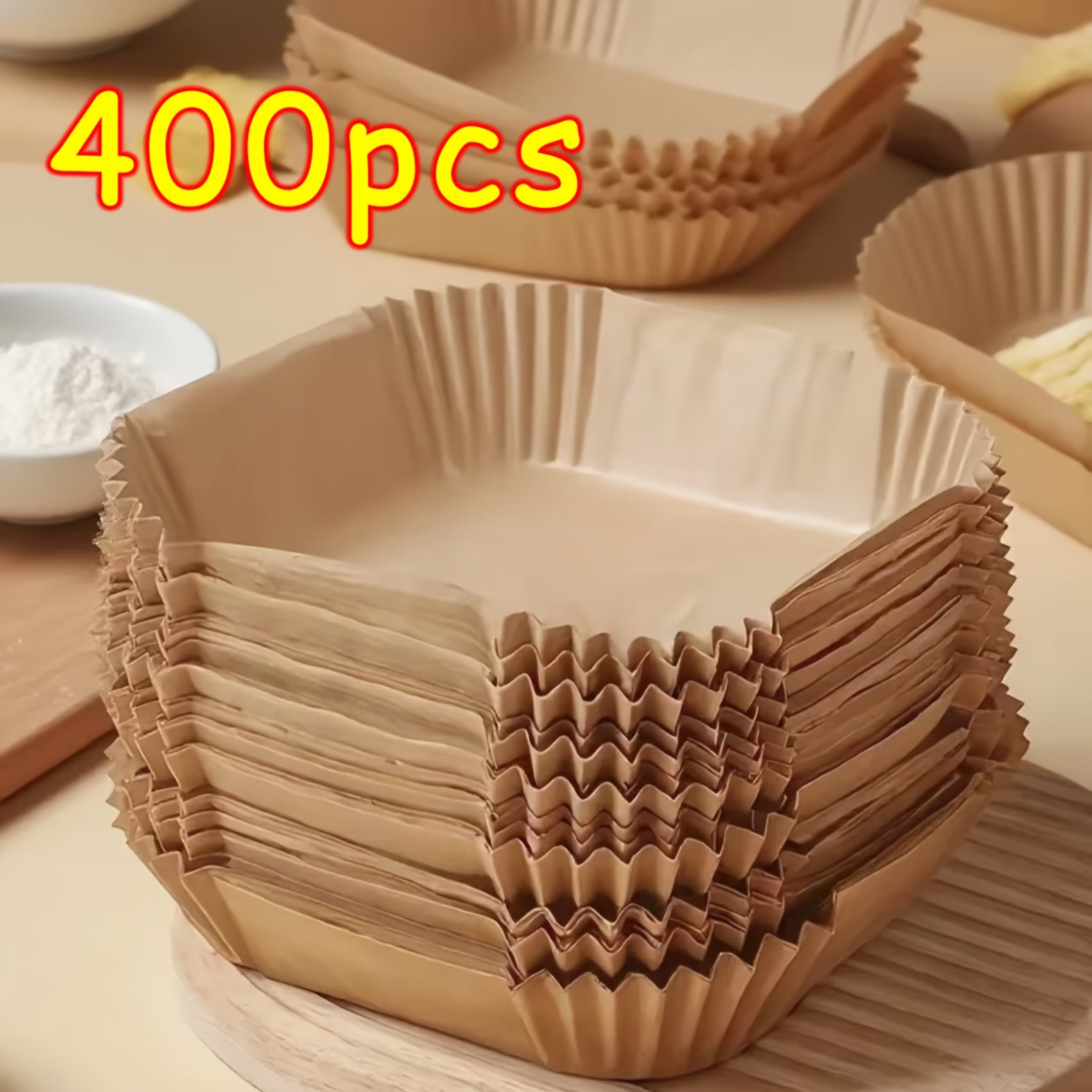 100/200/300/400pcs Non-Stick Air Fryer Liners - Brown Paper Sheets for Baking, Roasting And Microwaving - Easy to Clean, Healthier Cooking, Great for Home And Commercial Kitchens, Air Fryer Accessories