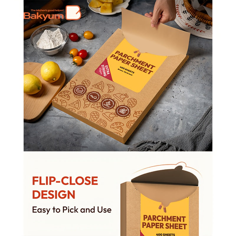 400pcs Katbite Unbleached Parchment Paper Sheets 12x16 Inch Heavy Duty 45gsm Non-Stick Oil-Proof Double Silicone Coated Pre-Cut Baking Sheets for Oven, Air Fryer, Grilling, Steaming - Kitchen Essentials, Grilling Paper, Durable Baking Liner, Professional