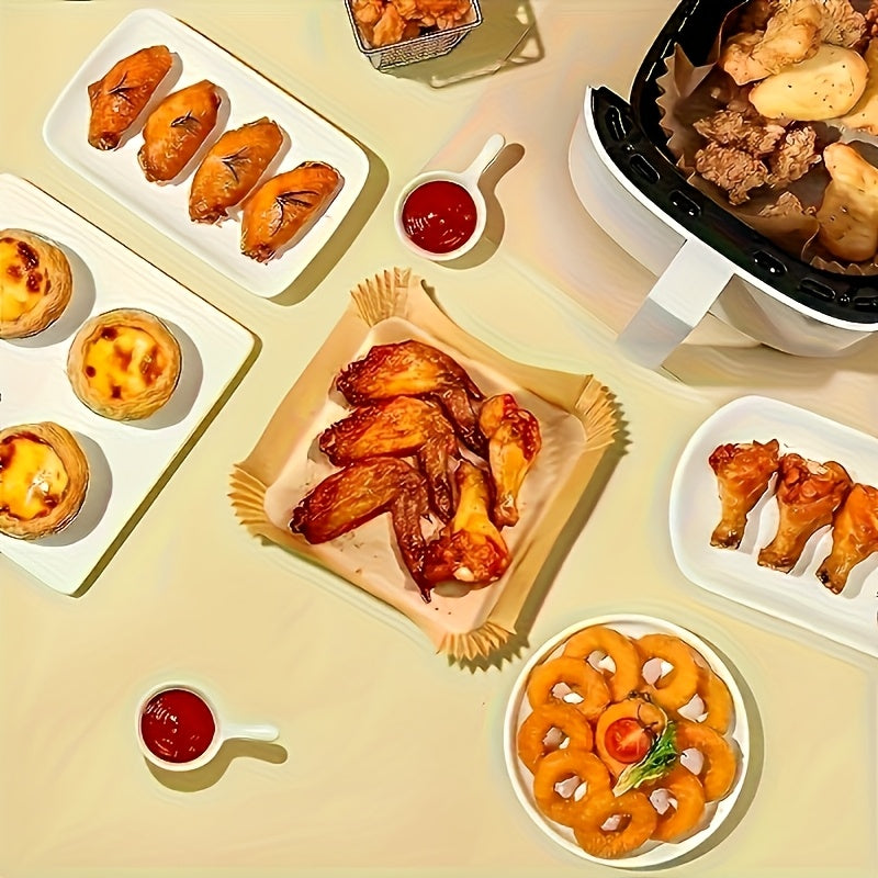 200pcs Of Air Fryer Mat - Non Stick Single-layer Baking Paper, Suitable for Barbecue, Microwave And Oven - Easy to Clean, Low Oil Healthy Cooking - Perfect Choice for Festivals And Special Occasions, Air Fryer Accessories, Kitchen Essentials