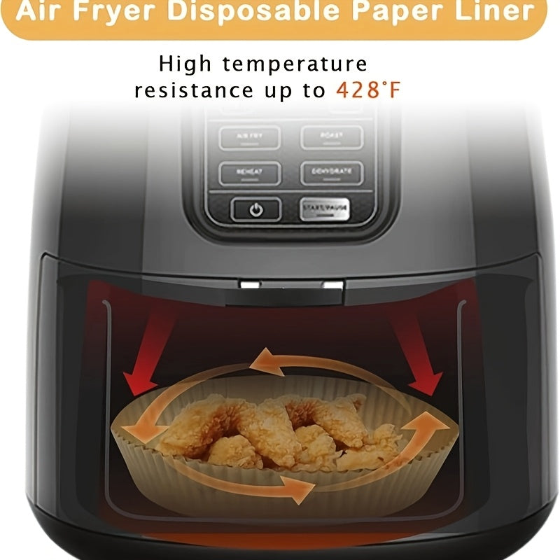 100 Nonstick Air Fryer Liners - 7.9 Inch Round, Disposable, Unbleached, Grease Resistant Baking Paper for 5-8 Quart Baskets - Easy Cleaning And Healthier Cooking Father Gift