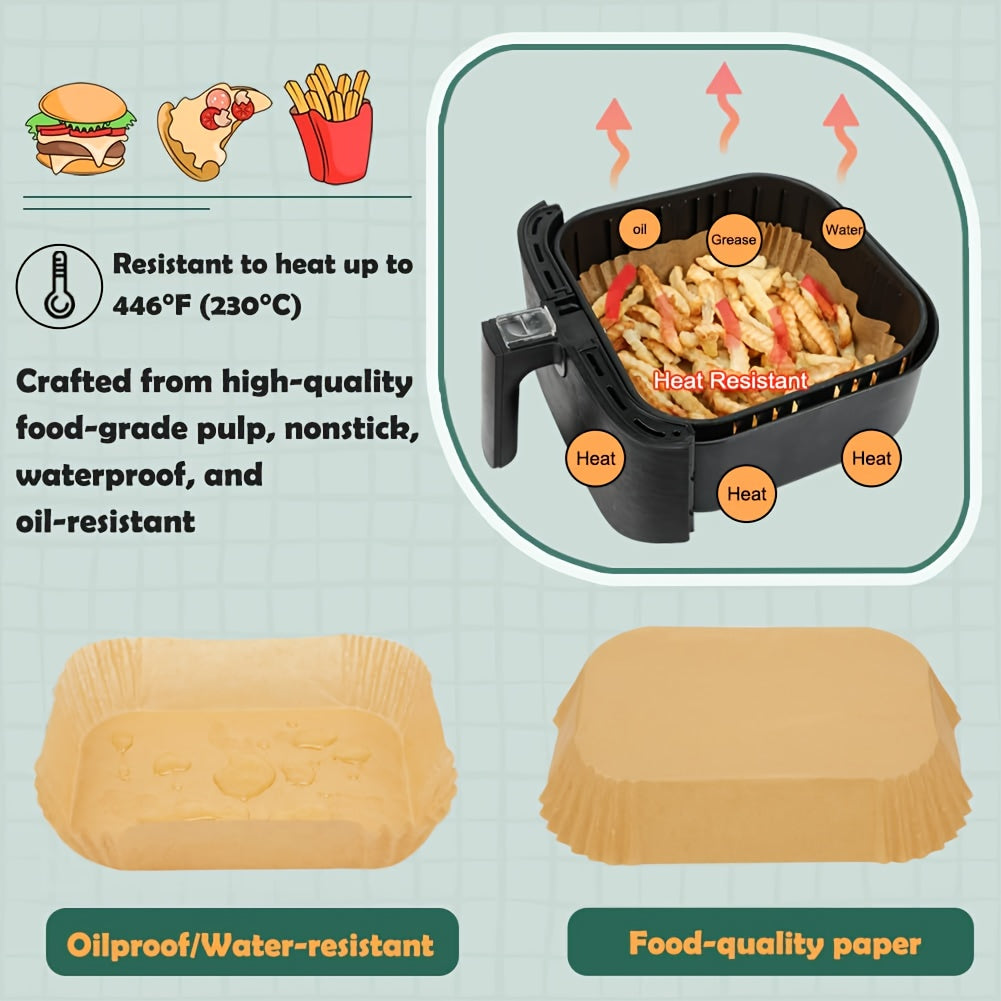 300 Sheets Air Fryer Baking Paper - Unbleached & Non-Stick Parchment with Ruffled Edges, Indented Center for Even Cooking | Compatible with Ovens & Air Fryers | Safe for Frying, Baking Roasting, Grilling | Individually Wrapped for Easy Storage |