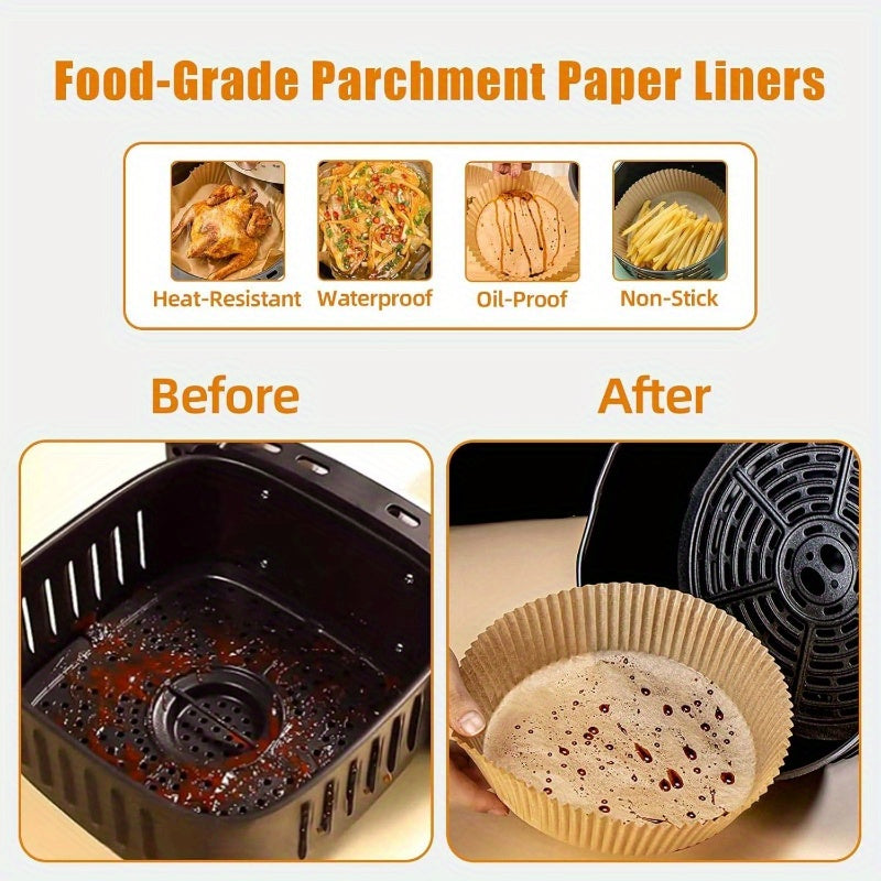 110pcs of Non-Stick, Oil-Resistant Parchment Paper for Air Fryers, 8-Inch Disposable Square Baking Sheets.
