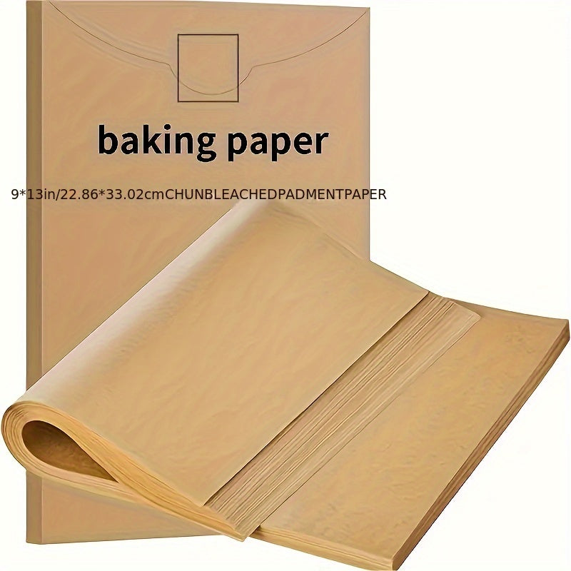 50/100/200pcs Unbleached Parchment Paper Baking Sheets, 9x13 Inches Non-Stick Precut Baking Parchment, Perfect For Baking Grilling Air Fryer Steaming Bread Cup Cake Cookie