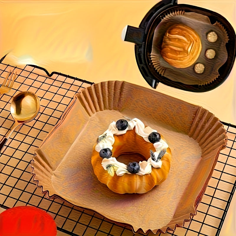 200pcs Of Air Fryer Mat - Non Stick Single-layer Baking Paper, Suitable for Barbecue, Microwave And Oven - Easy to Clean, Low Oil Healthy Cooking - Perfect Choice for Festivals And Special Occasions, Air Fryer Accessories, Kitchen Essentials