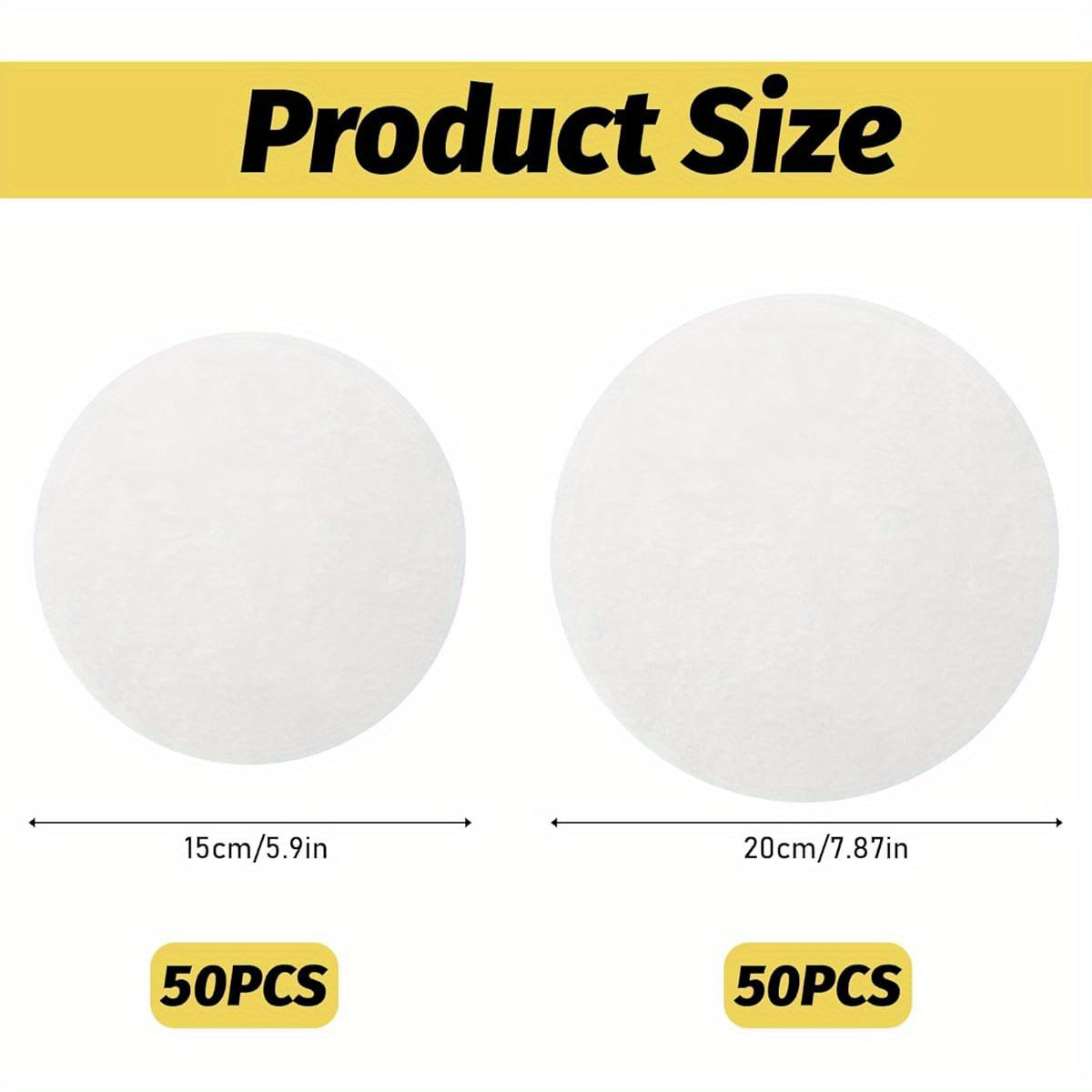 100 Sheets 8" & 6" Round Parchment Paper Sheets - Non-Stick Disposable Baking Liners for Pizza Maker, Tortilla Press, Air Fryer, Cake Making - Precut Sheets for Easy Cleanup, Perfect for Cookies, Pastries, and More, Baking Essentials|Round Parchment