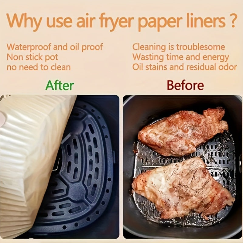 125pcs/100pcs Of Air Fryer Paper, Disposable Air Fryer Mat, Non Stick Disposable Air Fryer Mat, 8-inch Unbleached Baking Paper, Suitable For 5-8QT Air Fryer, Microwave Baking