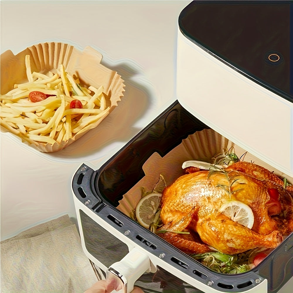 200pcs Of Air Fryer Mat - Non Stick Single-layer Baking Paper, Suitable for Barbecue, Microwave And Oven - Easy to Clean, Low Oil Healthy Cooking - Perfect Choice for Festivals And Special Occasions, Air Fryer Accessories, Kitchen Essentials