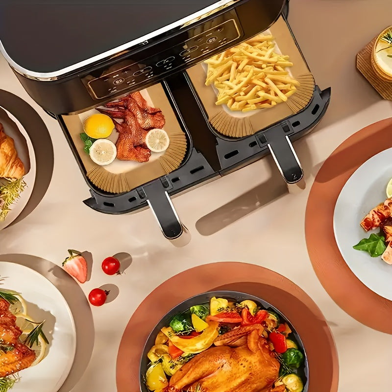 100pcs Air Fryer Liners Disposable - 8 Inch Square Non-Stick Parchment Paper, Oil-Proof & Heat-Resistant (450°F Safe) for 5-12QT Baskets, Microwave & Oven Safe, Precut for Easy Use - Compatible with All Air Fryers, Perfect for Home Baking & Holiday