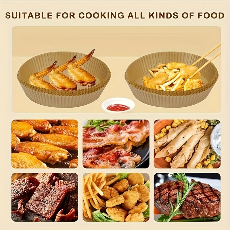100 Nonstick Air Fryer Liners - 7.9 Inch Round, Disposable, Unbleached, Grease Resistant Baking Paper for 5-8 Quart Baskets - Easy Cleaning And Healthier Cooking Father Gift
