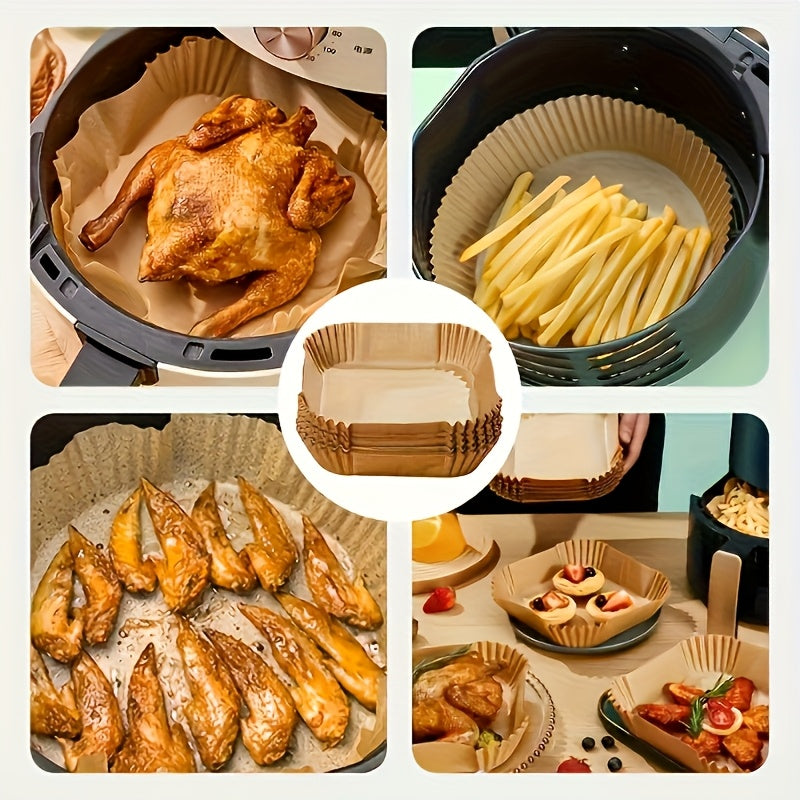 100pcs Non-Stick Disposable Baking Paper - High-Temperature Resistant, Anti-Overflow Design for Air Fryers, Ovens, Microwaves - Ideal for Chicken Wings & Fries, Easy to Clean, Kitchen Essentials, Baking Supplies | Paper Baking Lined | Heatresistant Paper