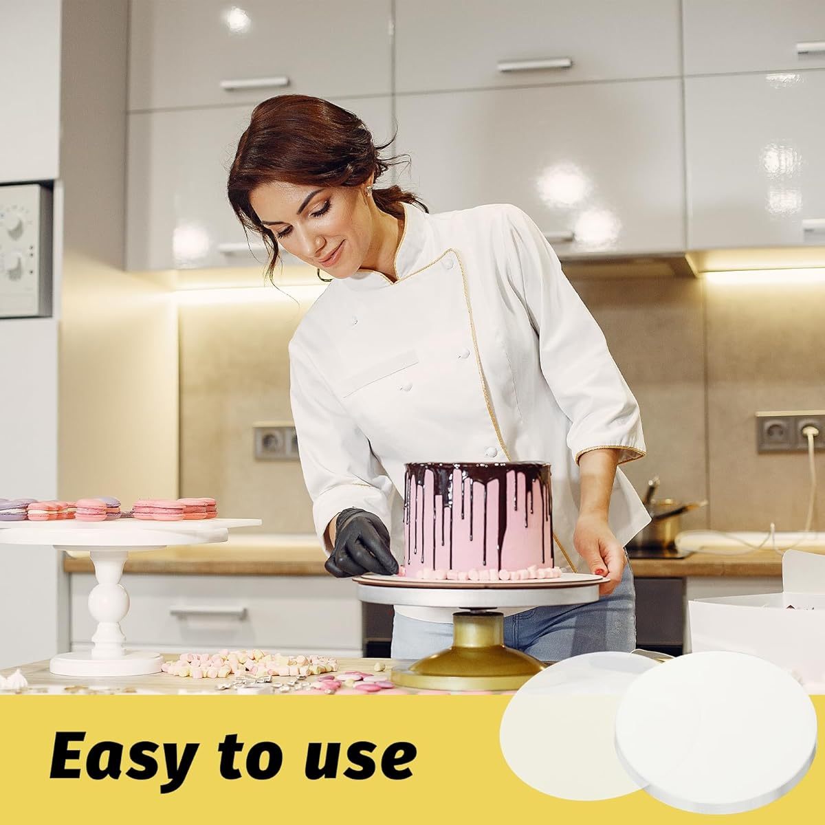 100 Sheets 8" & 6" Round Parchment Paper Sheets - Non-Stick Disposable Baking Liners for Pizza Maker, Tortilla Press, Air Fryer, Cake Making - Precut Sheets for Easy Cleanup, Perfect for Cookies, Pastries, and More, Baking Essentials|Round Parchment