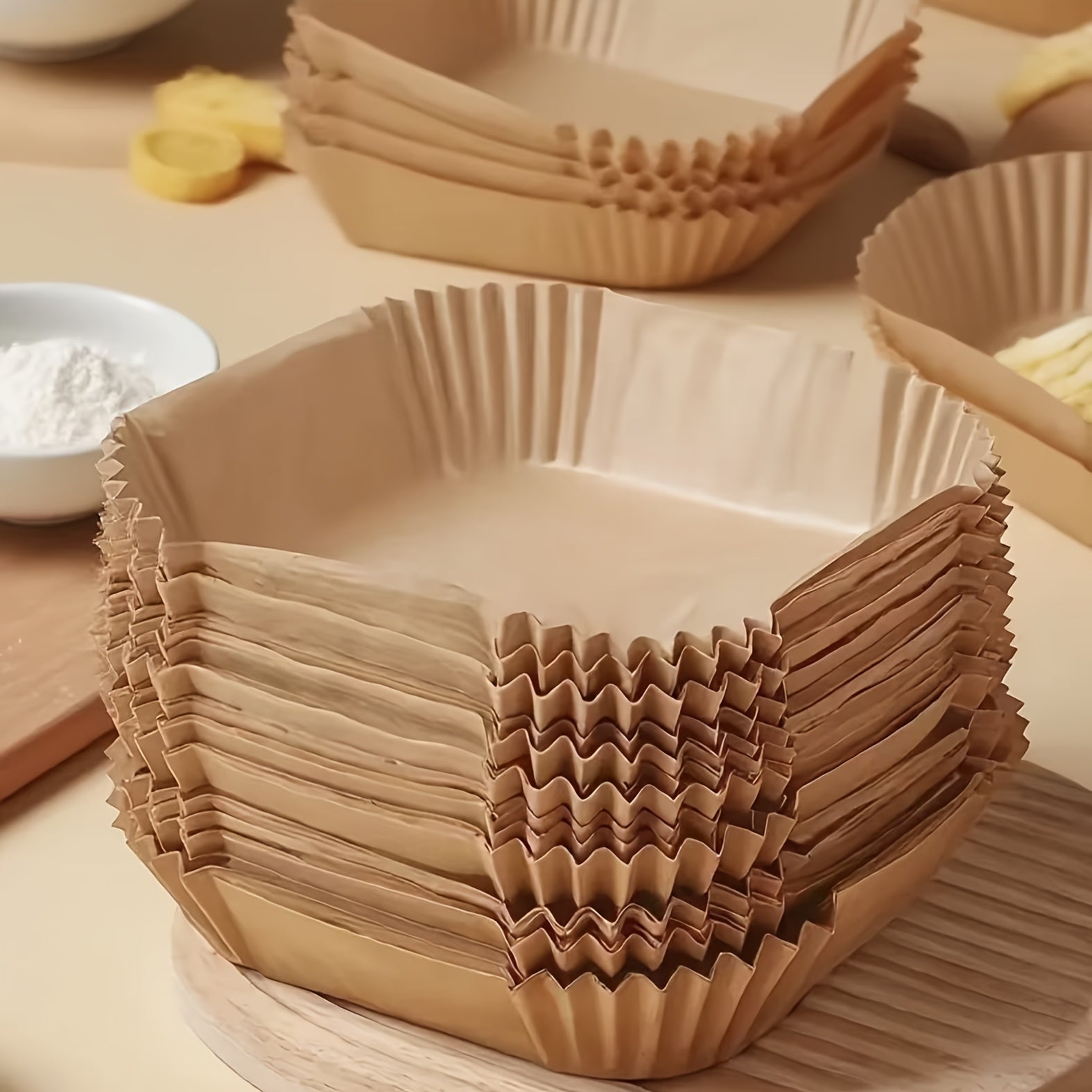 100/200/300/400pcs Non-Stick Air Fryer Liners - Brown Paper Sheets for Baking, Roasting And Microwaving - Easy to Clean, Healthier Cooking, Great for Home And Commercial Kitchens, Air Fryer Accessories