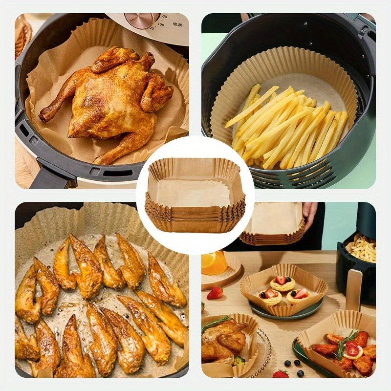 110pcs of Non-Stick, Oil-Resistant Parchment Paper for Air Fryers, 8-Inch Disposable Square Baking Sheets.