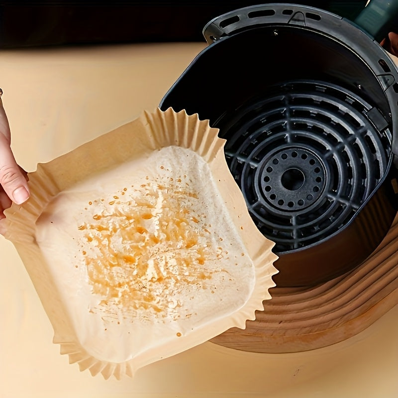 100/200/300/400pcs Non-Stick Air Fryer Liners - Brown Paper Sheets for Baking, Roasting And Microwaving - Easy to Clean, Healthier Cooking, Great for Home And Commercial Kitchens, Air Fryer Accessories