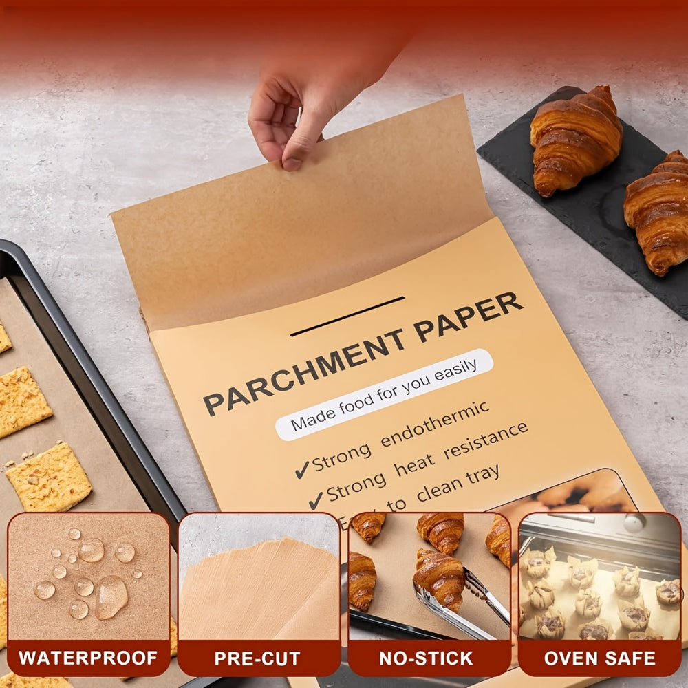 9x13 Inch Unbleached Parchment Paper Sheets - Non-Stick, Pre-Cut for Baking, Cooking, Grilling, Air Fryer & Steaming - Perfect for Half Sheet Pans, Ideal for Holidays like Halloween, Christmas, Easter, Thanksgiving, Baking Essentials|Nonstick
